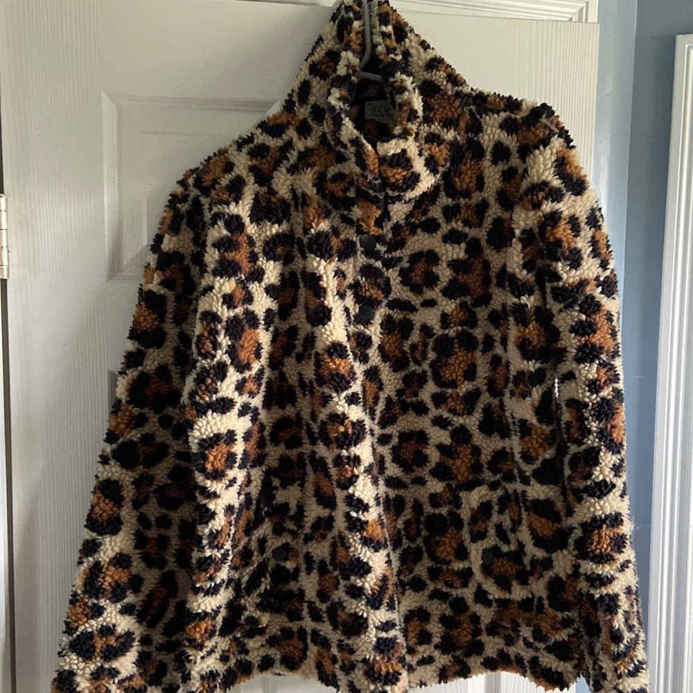 J.Crew turtleneck fleece cheetah print